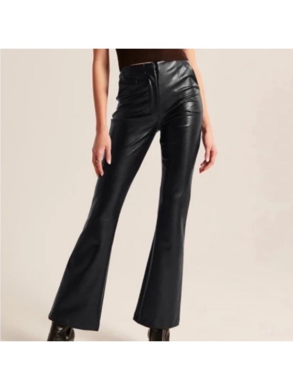 NWT Abercrombie CURVE LOVE VEGAN LEATHER FLARE PANTS Sz 25 Long